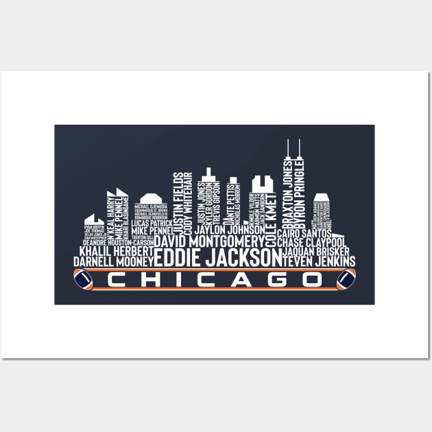 Chicago Football Team 23 Player Roster, Chicago City Skyline Wall Art by Legend Skyline